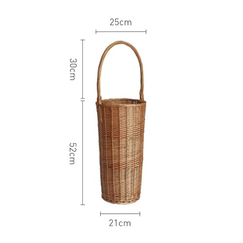 ZYFAB Wicker Schirmständer Indoor, Schirmhalter für Eingang natürlich handgefertigt Rattan Schirmständer für Lagerung Schirme Wanderstöcke,B – Bild 2