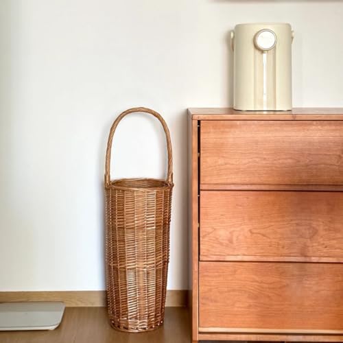 ZYFAB Wicker Schirmständer Indoor, Schirmhalter für Eingang natürlich handgefertigt Rattan Schirmständer für Lagerung Schirme Wanderstöcke,B – Bild 4