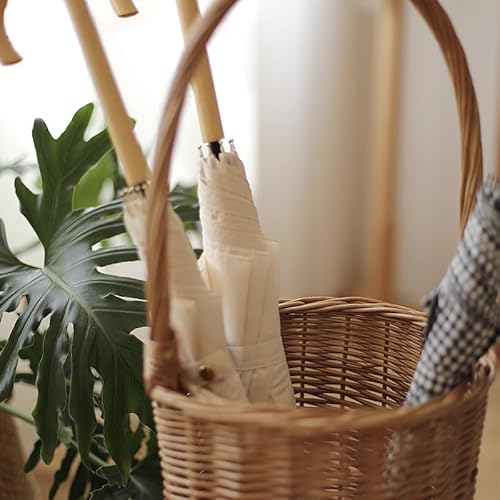 ZYFAB Wicker Schirmständer Indoor, Schirmhalter für Eingang natürlich handgefertigt Rattan Schirmständer für Lagerung Schirme Wanderstöcke,B – Bild 6