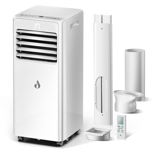 4-in-1 Klimaanlage Mobil, 9000 BTU Mobile Klimaanlage mit Kühlung, Entfeuchtung, Mobiles Klimagerät mit Fernbedienung, Abluftschlauch, Sleep-Modus, 0.9kW für Räume bis 90m³/33㎡