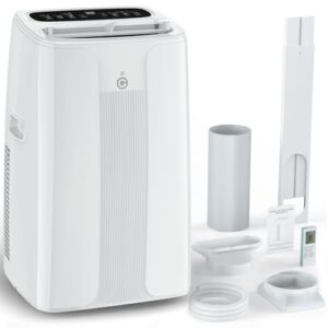 Klimaanlage Mobil 12000BTU, 3-in-1 Mobile Klimaanlage mit Abluftschlauch,Kühlen,Entfeuchten, Luftzirkulation, LED Display&Fernbedienung, 24h-Timer, Leise&Energieeffizient, Für Räume bis zu 132 m³(43㎡)