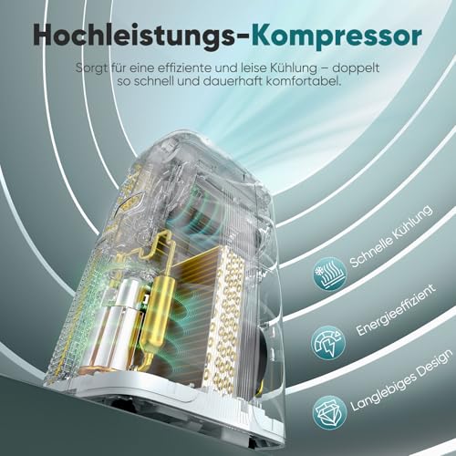 Klimaanlage Mobil 12000BTU, 3-in-1 Mobile Klimaanlage mit Abluftschlauch,Kühlen,Entfeuchten, Luftzirkulation, LED Display&Fernbedienung, 24h-Timer, Leise&Energieeffizient, Für Räume bis zu 132 m³(43㎡) – Bild 4