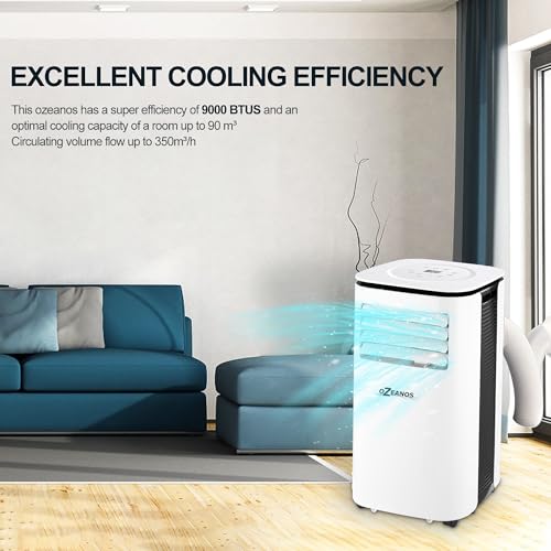 OZEANOS OT-AC-9000 Mobile AC Klimagerät mit Kühlleistung bis zu 9000 BTU/h, Leiser Betrieb unter 65 dB, Timer- und Sleep-Funktion, Kühl-Ventilator- und Entfeuchtungsmodus für Räume bis 90 m3 – Bild 6