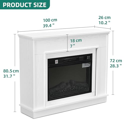 YITAHOME Elektrokamin, 23inch Realistischer 3D Flammeneffekt Erwärmungsfreistehender Elektrischer Kamin mit Timer und 24-Farb-LED-Lichtband und Fernbedienung – Bild 2