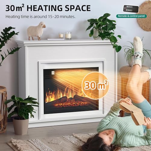YITAHOME Elektrokamin, 23inch Realistischer 3D Flammeneffekt Erwärmungsfreistehender Elektrischer Kamin mit Timer und 24-Farb-LED-Lichtband und Fernbedienung – Bild 4