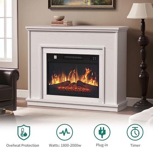 YITAHOME Elektrokamin, 23inch Realistischer 3D Flammeneffekt Erwärmungsfreistehender Elektrischer Kamin mit Timer und 24-Farb-LED-Lichtband und Fernbedienung – Bild 6