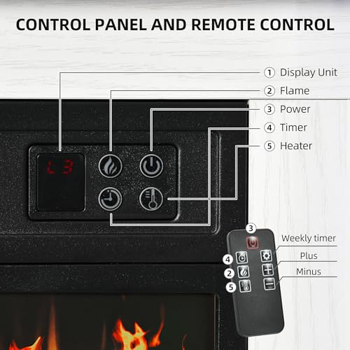 YITAHOME Elektrokamin, 23inch Realistischer 3D Flammeneffekt Erwärmungsfreistehender Elektrischer Kamin mit Timer und 24-Farb-LED-Lichtband und Fernbedienung – Bild 7