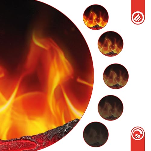 KAMINIO Elektrokamin Henri mit Ofenrohr - Elektrischer Kaminofen mit Heizung, 3D-Flammeneffekt, Holzfach, LED-Ambientelicht, Fernbedienung (Schwarz) – Bild 4