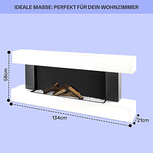 Klarstein Elektrokamin, Elektro Heizungen für Wohnzimmer & Innenräume, Elektrischer Kamin mit LED Flammen, Kamin mit Fernbedienung, Elekrokamin, App-Funktion Temperaturregelung, Heizung 2000 W – Bild 2