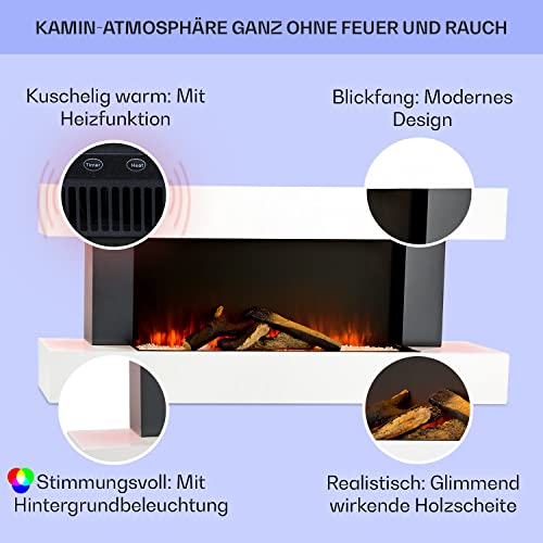 Klarstein Elektrokamin, Elektro Heizungen für Wohnzimmer & Innenräume, Elektrischer Kamin mit LED Flammen, Kamin mit Fernbedienung, Elekrokamin, App-Funktion Temperaturregelung, Heizung 2000 W – Bild 3