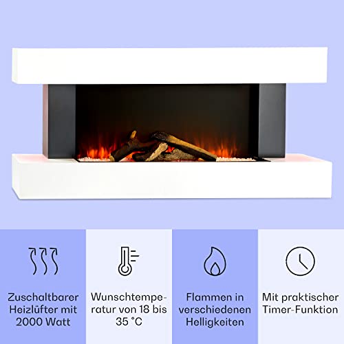 Klarstein Elektrokamin, Elektro Heizungen für Wohnzimmer & Innenräume, Elektrischer Kamin mit LED Flammen, Kamin mit Fernbedienung, Elekrokamin, App-Funktion Temperaturregelung, Heizung 2000 W – Bild 4