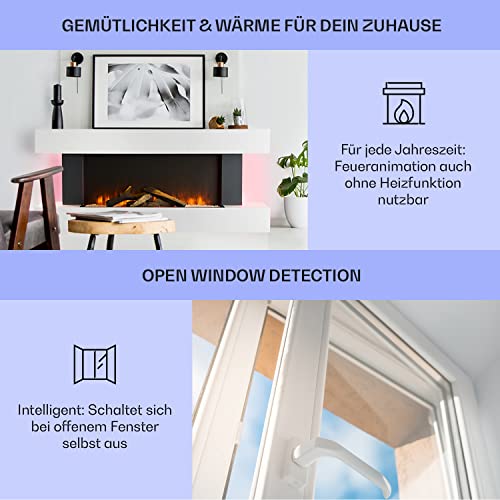 Klarstein Elektrokamin, Elektro Heizungen für Wohnzimmer & Innenräume, Elektrischer Kamin mit LED Flammen, Kamin mit Fernbedienung, Elekrokamin, App-Funktion Temperaturregelung, Heizung 2000 W – Bild 5