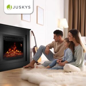 Alternative view of Juskys Elektrokamin 1000/2000 W mit Heizung, Kaminfeuer, Flammeneffekt, Fernbedienung, LED Beleuchtung & Timer - Elektrischer Kamin Standkamin schwarz