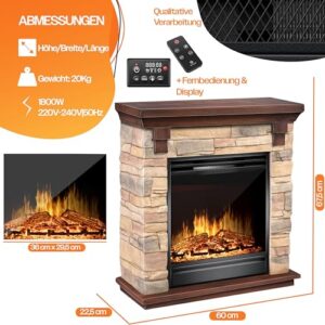 Alternative view of KESSER® Elektrokamin Standkamin - Kamin elektrisch mit LED 3D-Flammeneffekt, Mit Heizung Heizfunktion, Elektro Kamin mit 1800W Leistung, Timer, Thermostat, Fernbedienung, dimmbar, Natur/Braun