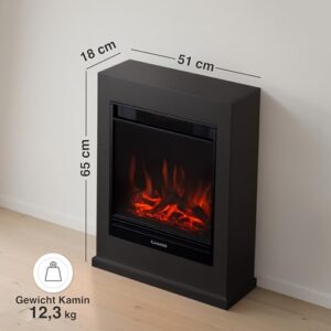 Alternative view of KAMINIO Elektrokamin Kalle - Elektrischer Standkamin mit Heizung, 3D-Flammeneffekt, Fernbedienung (Schwarz)