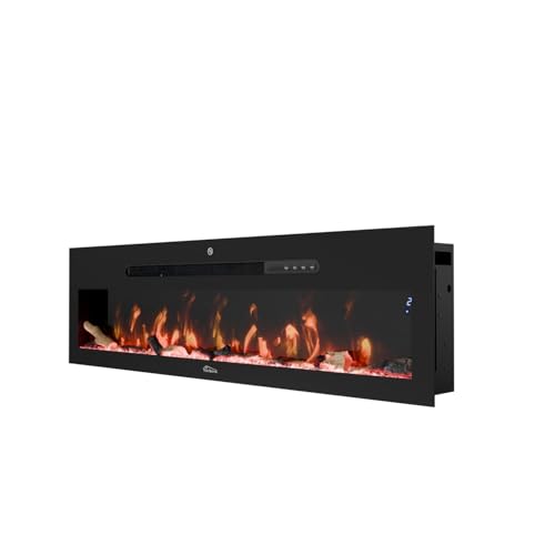 Tronitechnik® Wandkamin elektrisch, Panorama Elektrokamin mit LED Flammeneffekt dimmbar inkl. Kristalle, Elektroheizung 900/1800W, App-Steuerung & Fernbedienung, Timer, schwarz – Bild 7