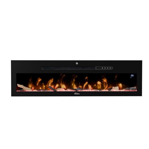 Tronitechnik® Wandkamin elektrisch, Panorama Elektrokamin mit LED Flammeneffekt dimmbar inkl. Kristalle, Elektroheizung 900/1800W, App-Steuerung & Fernbedienung, Timer, schwarz – Bild 8