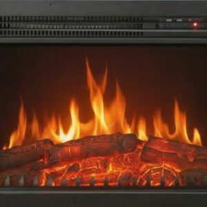 CHEMIN'ARTE Elektrokamin mit heizung - Einbaukamin - Kamin Elektrisch – Deko Kamin mit Realistischer Flammeneffekt LED – Elektrische Heizung 2000W - 61 x 20 x 45 cm - Schwarz