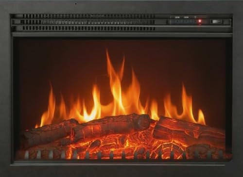 CHEMIN'ARTE Elektrokamin mit heizung - Einbaukamin - Kamin Elektrisch – Deko Kamin mit Realistischer Flammeneffekt LED – Elektrische Heizung 2000W - 61 x 20 x 45 cm - Schwarz – Bild 3