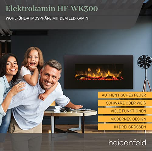Heidenfeld Elektrokamin HF-WK300 - đŻ đđđđđ đđđđđđđđ - 1500 Watt - LED Kamin mit 10 Farben - Fernbedienung - 3D Flammeneffekt - Wandkamin - Kaminofen (Schwarz 128.0 x 55.0 cm) â Bild 2