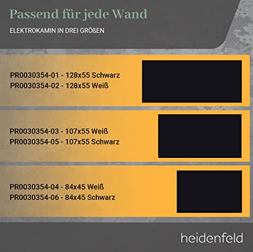 Heidenfeld Elektrokamin HF-WK300 - đŻ đđđđđ đđđđđđđđ - 1500 Watt - LED Kamin mit 10 Farben - Fernbedienung - 3D Flammeneffekt - Wandkamin - Kaminofen (Schwarz 128.0 x 55.0 cm) â Bild 3