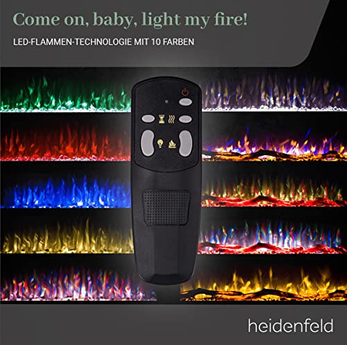 Heidenfeld Elektrokamin HF-WK300 - đŻ đđđđđ đđđđđđđđ - 1500 Watt - LED Kamin mit 10 Farben - Fernbedienung - 3D Flammeneffekt - Wandkamin - Kaminofen (Schwarz 128.0 x 55.0 cm) â Bild 4