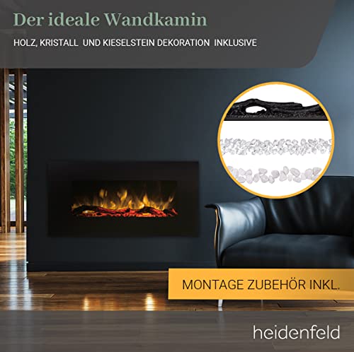 Heidenfeld Elektrokamin HF-WK300 - đŻ đđđđđ đđđđđđđđ - 1500 Watt - LED Kamin mit 10 Farben - Fernbedienung - 3D Flammeneffekt - Wandkamin - Kaminofen (Schwarz 128.0 x 55.0 cm) â Bild 5