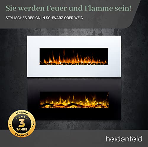 Heidenfeld Elektrokamin HF-WK300 - đŻ đđđđđ đđđđđđđđ - 1500 Watt - LED Kamin mit 10 Farben - Fernbedienung - 3D Flammeneffekt - Wandkamin - Kaminofen (Schwarz 128.0 x 55.0 cm) â Bild 6