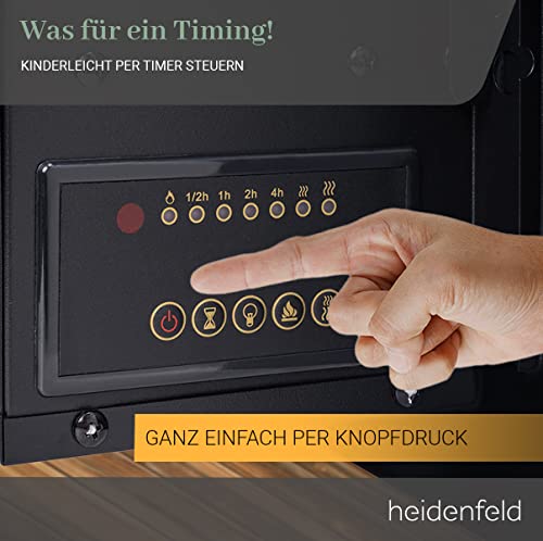 Heidenfeld Elektrokamin HF-WK300 - đŻ đđđđđ đđđđđđđđ - 1500 Watt - LED Kamin mit 10 Farben - Fernbedienung - 3D Flammeneffekt - Wandkamin - Kaminofen (Schwarz 128.0 x 55.0 cm) â Bild 9