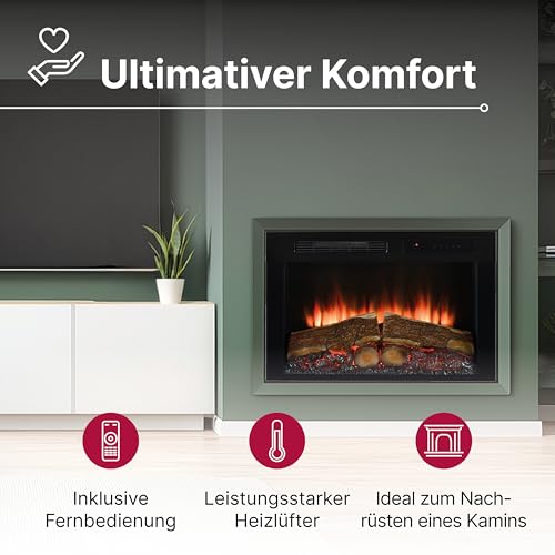 Dimplex Spark Elektrokamin Einsatz 28" - Wandkamin - Elektrokamin mit Heizung - LED Kamin mit Optiflame Flammeneffekt, Einstellbarer Flammengeschwindigkeit und Helligkeit - Mit Timer und Fernbedienung – Bild 3