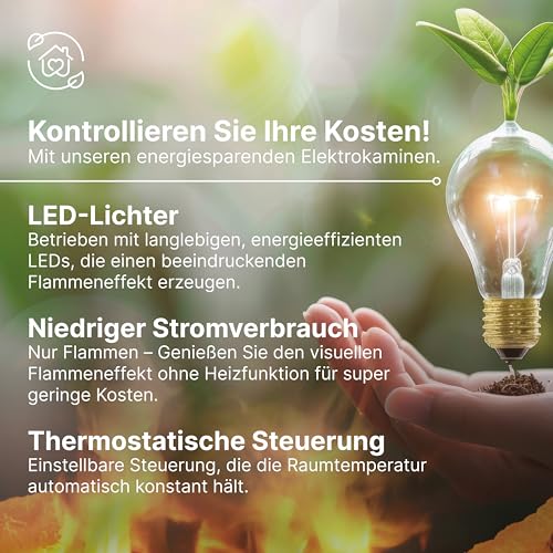 Dimplex Spark Elektrokamin Einsatz 28" - Wandkamin - Elektrokamin mit Heizung - LED Kamin mit Optiflame Flammeneffekt, Einstellbarer Flammengeschwindigkeit und Helligkeit - Mit Timer und Fernbedienung – Bild 9