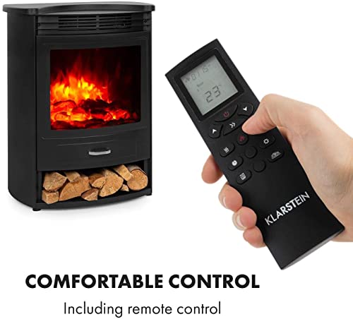 Klarstein Elektrokamin, Elektro Heizungen für Wohnzimmer & Innenräume, Elektrischer Kamin mit LED Flammen, Kamin mit Fernbedienung, Heizlüfter mit Timer, Einstellbarer Thermostat, Heizung 1900 W – Bild 5