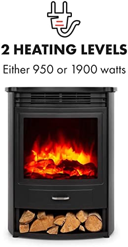 Klarstein Elektrokamin, Elektro Heizungen für Wohnzimmer & Innenräume, Elektrischer Kamin mit LED Flammen, Kamin mit Fernbedienung, Heizlüfter mit Timer, Einstellbarer Thermostat, Heizung 1900 W – Bild 6