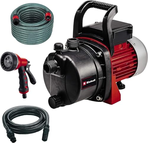 Einhell Gartenpumpen-Set GC-GP 6538 Set/I (650 W, max.3.6bar,3800L/h Fördermenge, Wassereinfüll-/-ablasschraube, inkl. 4m Saugschlauch 20 m Gartenschlauch Sprühpistole)