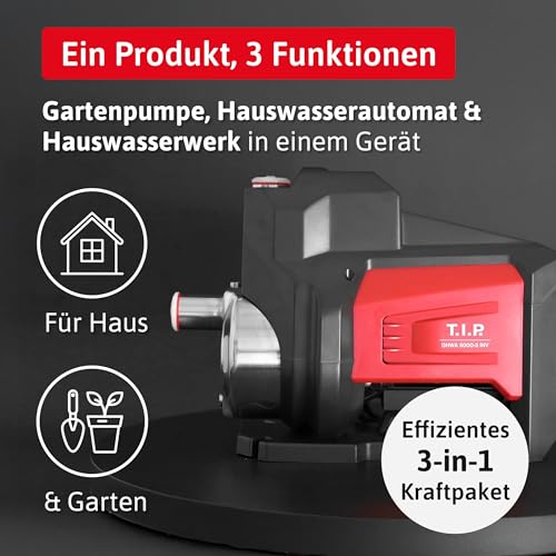 T.I.P. Inverterpumpe DHWA 5000-5 INV - Hochleistungsfähige, energieeffiziente Gartenpumpe, Hauswasserautomat Hauswasserwerk in Einem 5000 l/h, 4,8 bar, 550 W, für Haus und Garten, leiser Betrieb 31113 – Bild 2