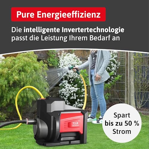 T.I.P. Inverterpumpe DHWA 5000-5 INV - Hochleistungsfähige, energieeffiziente Gartenpumpe, Hauswasserautomat Hauswasserwerk in Einem 5000 l/h, 4,8 bar, 550 W, für Haus und Garten, leiser Betrieb 31113 – Bild 3