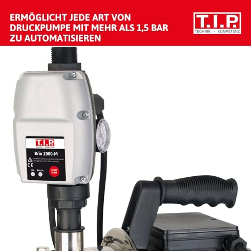 T.I.P. Elektronische Pumpensteuerung BRIO 2000 M, Plug and Play für Tauchdruck-, Tiefbrunnen-, Zisternen- und Gartenpumpen 1,5–3,5 bar, Automatisch, Trockenlaufschutz, Einfache Installation – Bild 2