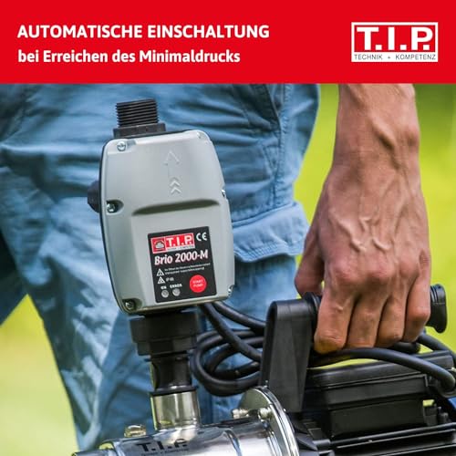 T.I.P. Elektronische Pumpensteuerung BRIO 2000 M, Plug and Play für Tauchdruck-, Tiefbrunnen-, Zisternen- und Gartenpumpen 1,5–3,5 bar, Automatisch, Trockenlaufschutz, Einfache Installation – Bild 3