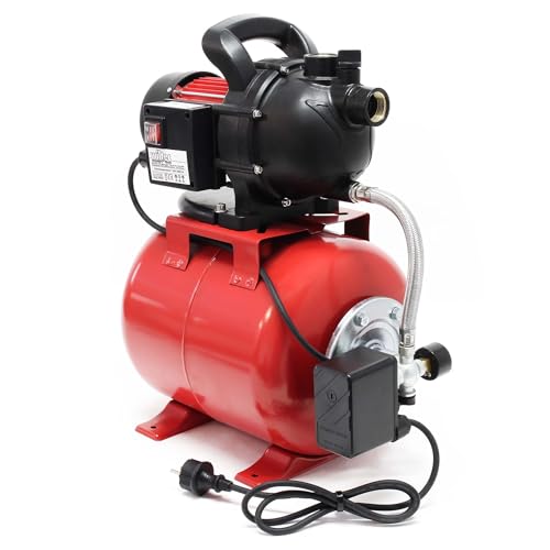 Wiltec Hauswasserwerk 1000W 3500l/h Gartenpumpe mit Druckschalter und Manometer Wasserpumpe Druckkessel Druckbehälter Bewässerungspumpe Brauchwasserpumpe Regenwasserpumpe Wasserwerk – Bild 3
