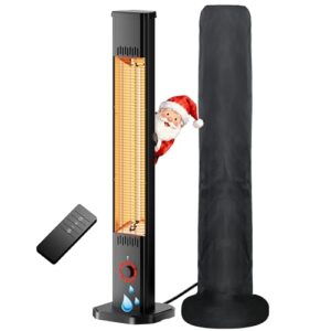 Heizstrahler Terrasse 2000W, Infrarot Standheizstrahler Outdoor mit 8 Heizstufen, 8H Timer, 1s Heizung Kohlenstofffaser-Rohr-Heizung, IP65 Wasserdicht Terrassenstrahler Innen & Außen, Balkon