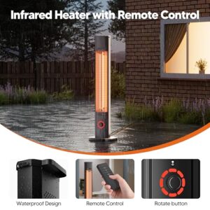 Alternative view of Heizstrahler Terrasse 2000W, Infrarot Standheizstrahler Outdoor mit 8 Heizstufen, 8H Timer, 1s Heizung Kohlenstofffaser-Rohr-Heizung, IP65 Wasserdicht Terrassenstrahler Innen & Außen, Balkon