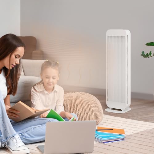 Infrarotheizung Standgerät Standfuß, Infrarot Heizstrahler, Infrarotstrahler 1400 Watt, Standheizstrahler mit Drehknopf, Standheizung Elektrisch, Elektroheizung Energiesparend, Weiß – Bild 2