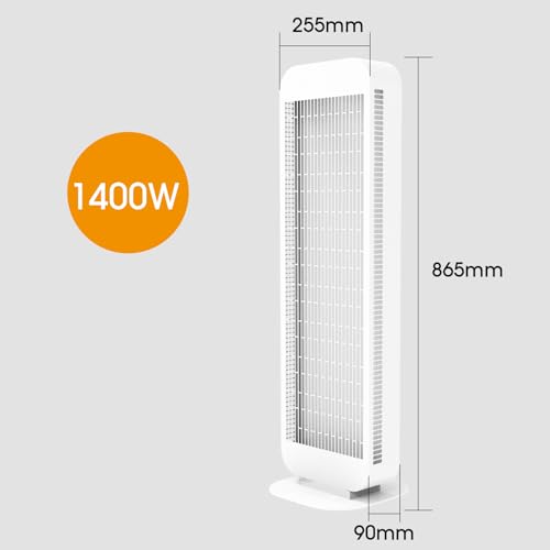 Infrarotheizung Standgerät Standfuß, Infrarot Heizstrahler, Infrarotstrahler 1400 Watt, Standheizstrahler mit Drehknopf, Standheizung Elektrisch, Elektroheizung Energiesparend, Weiß – Bild 3