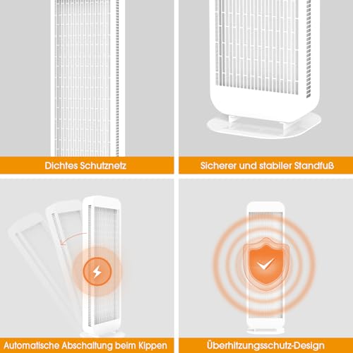Infrarotheizung Standgerät Standfuß, Infrarot Heizstrahler, Infrarotstrahler 1400 Watt, Standheizstrahler mit Drehknopf, Standheizung Elektrisch, Elektroheizung Energiesparend, Weiß – Bild 7