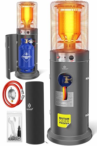 KESSER® Heizstrahler Gas KE12 Heizpilz für Terrasse Terrassenheizer Terrassenheizstrahler, Freiluftheizung 10 kW Gasheizstrahler gasheizer, Wärmestrahler, Heizgerät - inkl. Schutzhülle, Anthrazit