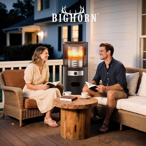 BIGHORN Terrassenheizer mit Gas-Zylinder-Heizung, Outdoor Commercial Patio mit Transporträdern, Umkippsicherung, 6 kW, Propan – Bild 2