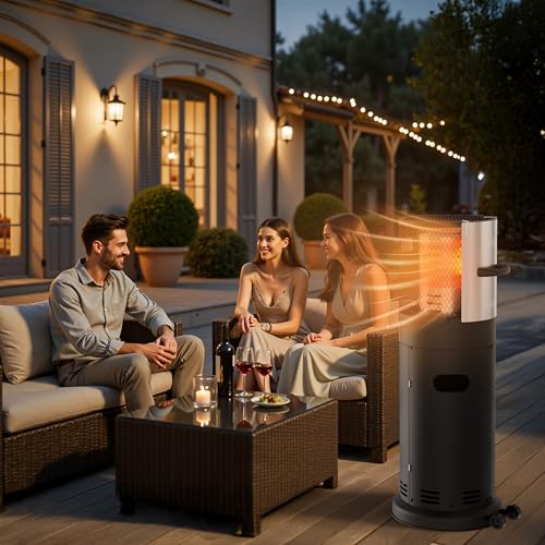 BIGHORN Terrassenheizer mit Gas-Zylinder-Heizung, Outdoor Commercial Patio mit Transporträdern, Umkippsicherung, 6 kW, Propan – Bild 3