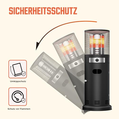 BIGHORN Terrassenheizer mit Gas-Zylinder-Heizung, Outdoor Commercial Patio mit Transporträdern, Umkippsicherung, 6 kW, Propan – Bild 5