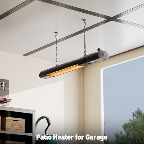 Infrarot Heizstrahler Terrasse 2000W, Deckenheizung, Decken-Heizstrahler Outdoor mit 9-Wärmestufen, Timer 24H, 1s Heizung Kohlenstofffaser-Rohr-Heizung, Terrassenstrahler für Pavillon, Balkon – Bild 2