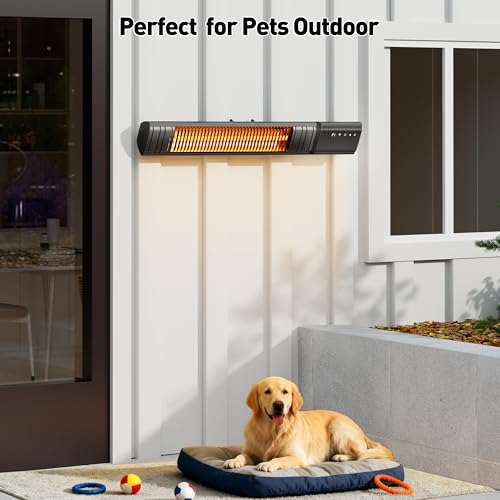 Infrarot Heizstrahler Terrasse 2000W, Deckenheizung, Decken-Heizstrahler Outdoor mit 9-Wärmestufen, Timer 24H, 1s Heizung Kohlenstofffaser-Rohr-Heizung, Terrassenstrahler für Pavillon, Balkon – Bild 7
